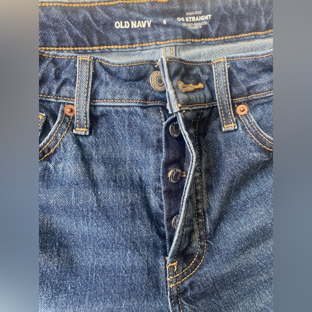 Old Navy OG Straight Ankle Dark Blue Straight Leg Jeans - Picture 4 of 8